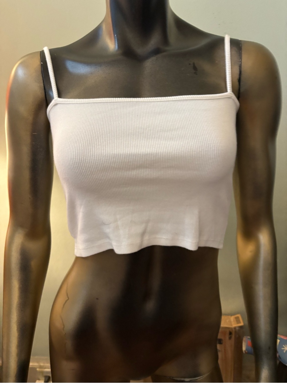 Brandy Melville beige Spaghetti-Strap Crop Tank